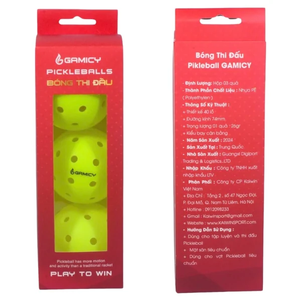 Bóng thi đấu Pickleball Gamicy G-Pro40L (Hộp 3 quả) - Ảnh 3