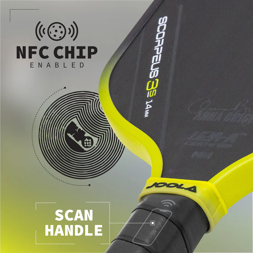 Công nghệ NFC CHIP ACCESIBLE trên Vợt Pickleball Joola Anna Bright Scorpeus 3S 14mm