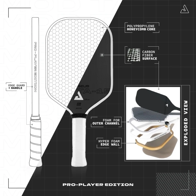 Công nghệ tích hợp trên Vợt Pickleball Joola Perseus 16mm Mod TA-15 Pro Player Edition