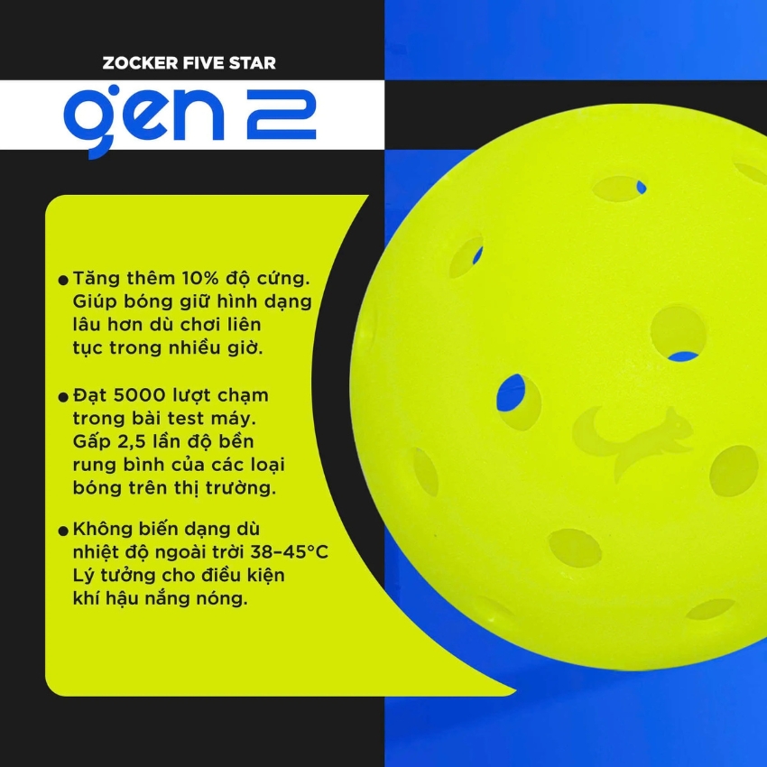 Bóng Pickleball Zocker Five Star Gen 2 - Ảnh 6
