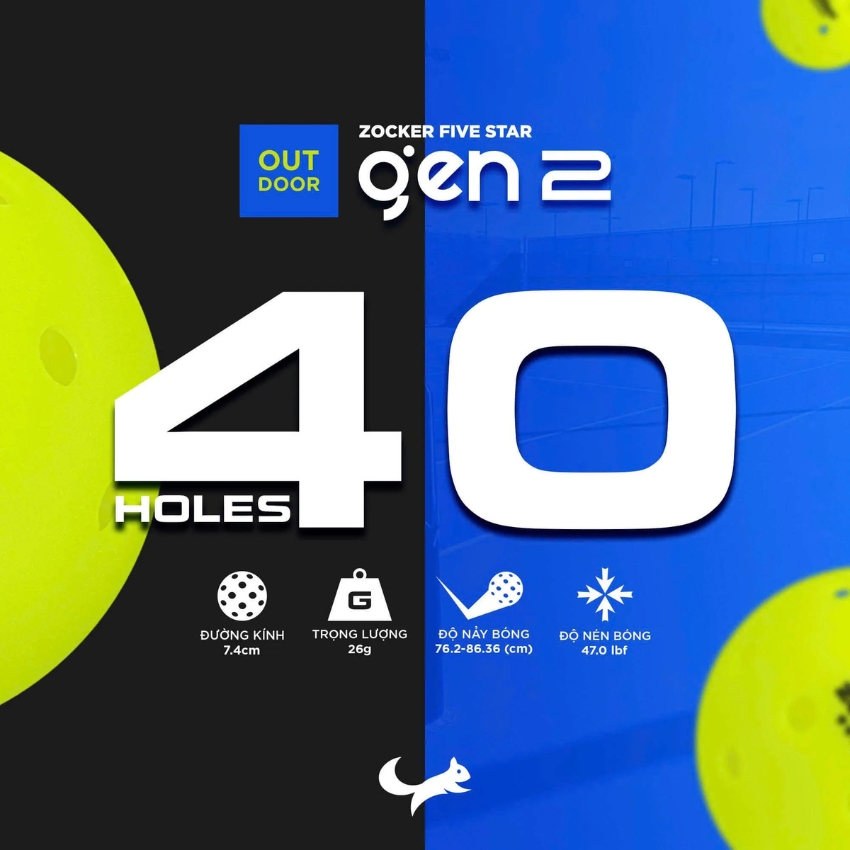 Bóng Pickleball Zocker Five Star Gen 2 - Ảnh 7