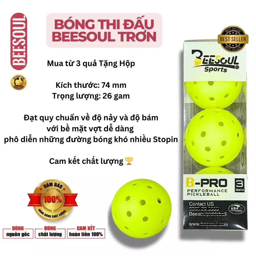 Bóng Pickleball BEESOUL 40 Lỗ (Chính Hãng) - Tiêu Chuẩn Quốc Tế, Chuyên Thi Đấu & Tập Luyện Ngoài Trời