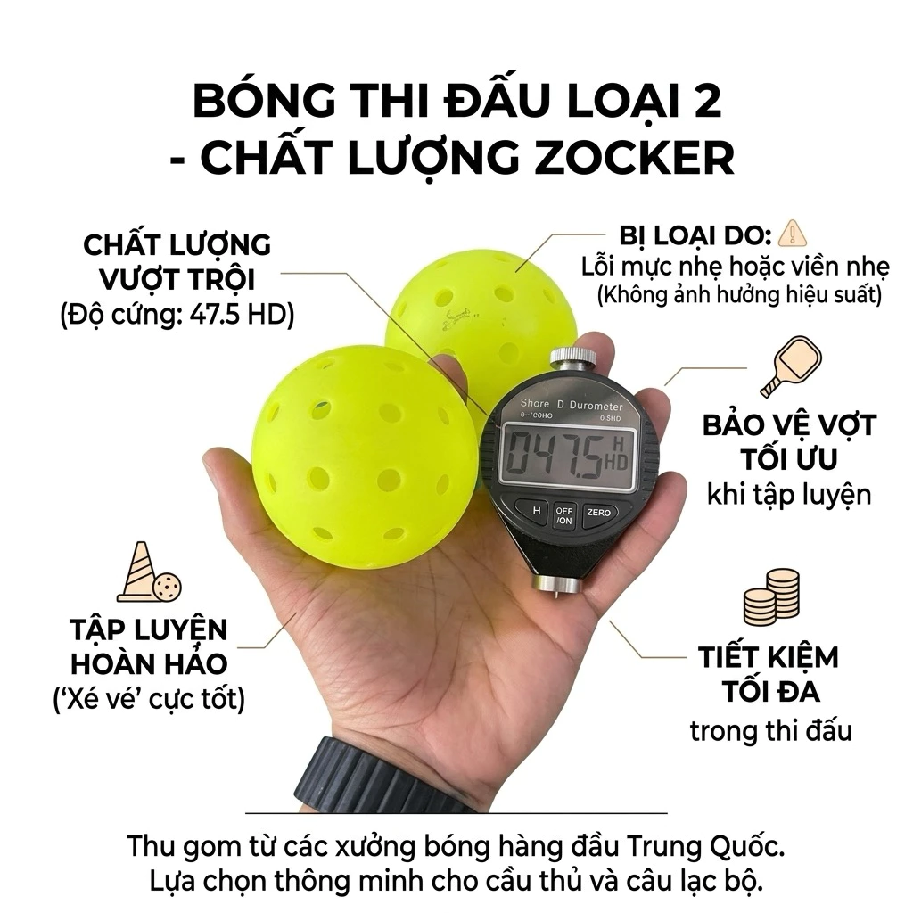 Bóng Pickleball Tập Luyện (Hàng Loại 2) - Cứng Cáp, Độ Nảy Chuẩn Thi Đấu, Siêu Tiết Kiệm