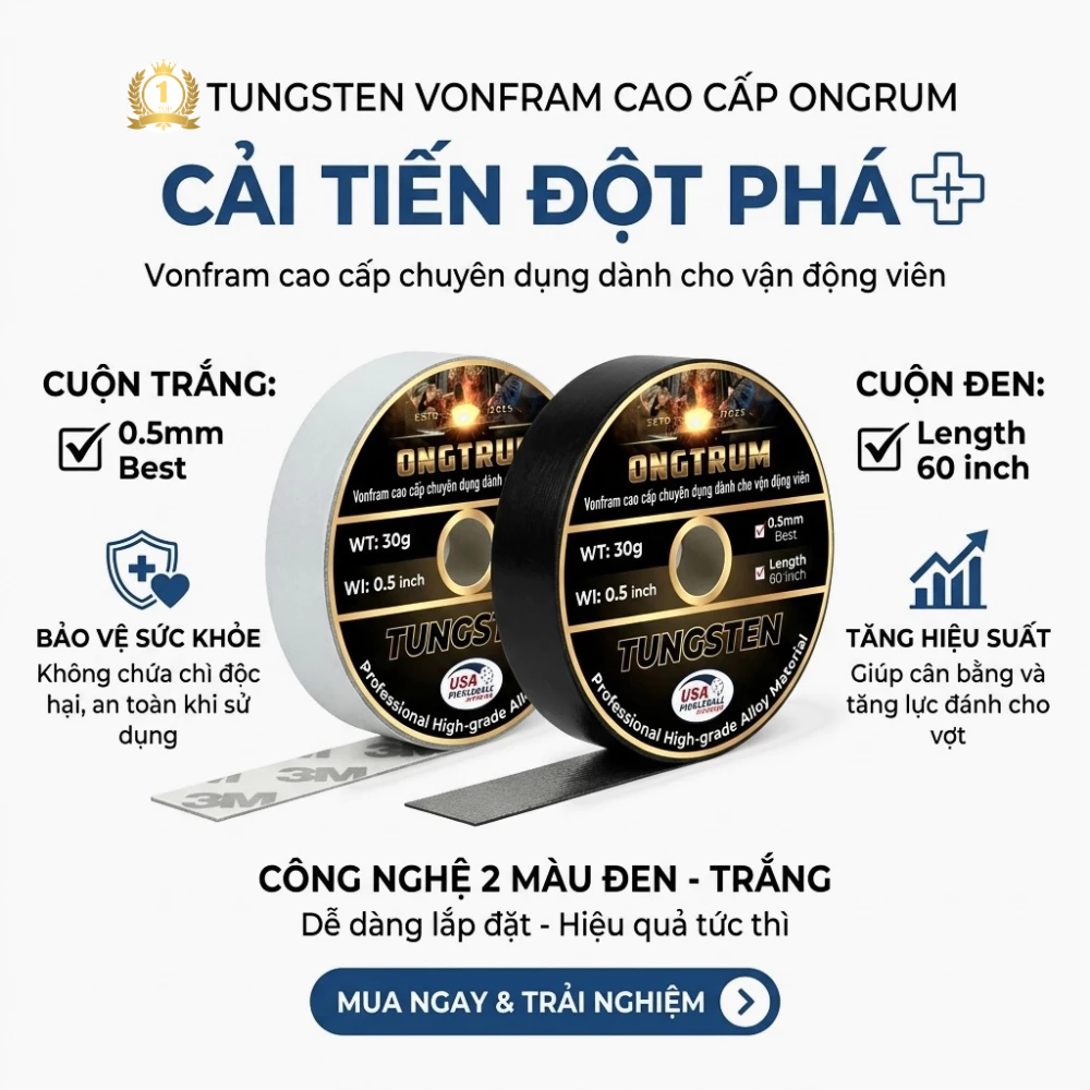 Băng Dán Trọng Lượng Tungsten (Vonfram) Độc Quyền - An Toàn, Tối Ưu Lực Đánh, Điểm Ngọt